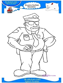 Çocuklar İçin Polis Boyama Sayfaları 